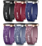 SNBLK Floral Engraved Bands Compatible with Samsung Galaxy Watch 7 6 5 4 Active 2 FE 40mm 44mm/5 ...