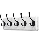 SKOLOO Rustic Wall Mounted Coat Rack: 16-inches Hole to Hole, Pine Solid Wood Coat Hook Hanger - ...