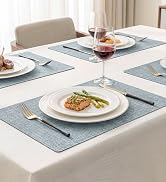 Romanstile Vinyl Placemats Set of 6-12 X 17 Inch - Faux Leather 100% Waterproof Oil-Proof Wipeabl...
