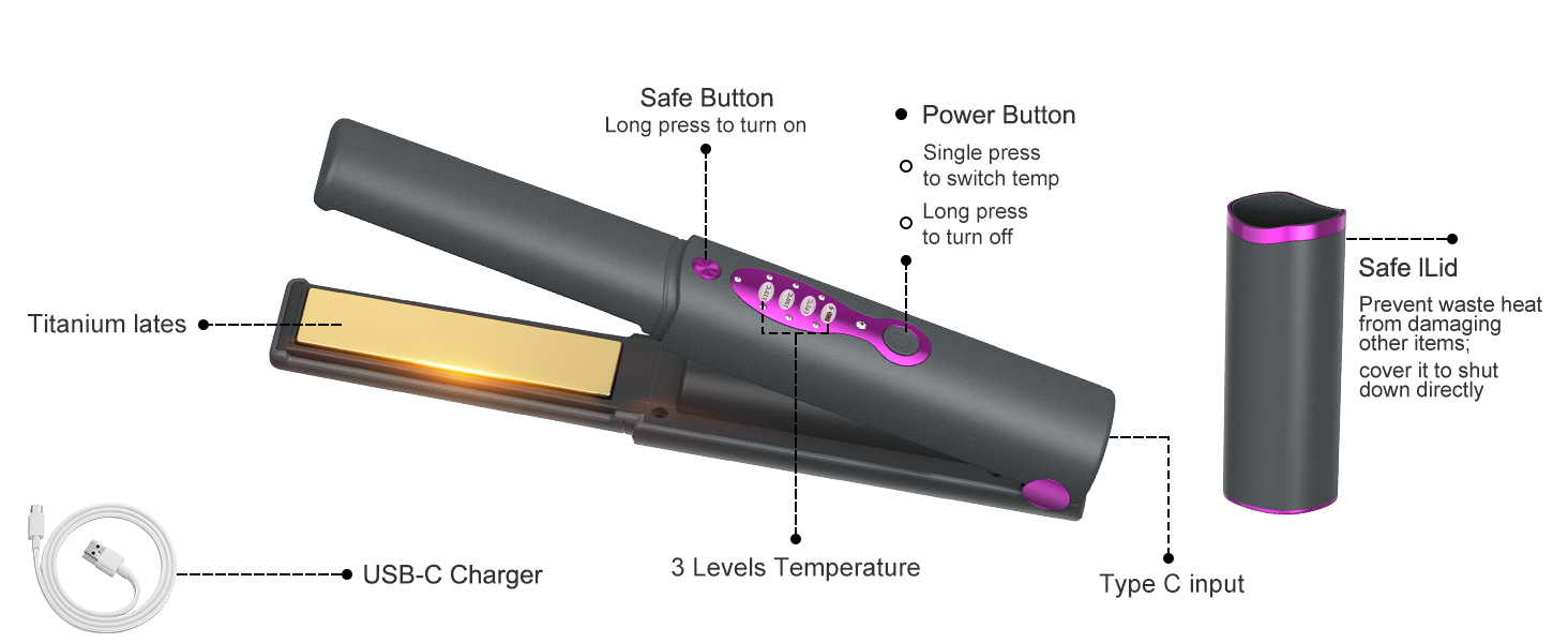 Cordless hair straightener brush Cordless hair steamer cordless hair styling tools