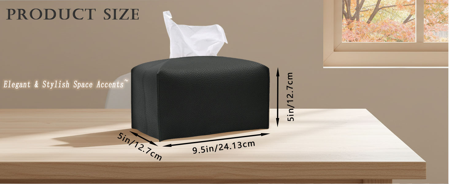 PU Leather Rectangular Tissue Box Holder with Bottom Belt