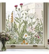 ADD.HERES Window Privacy Film,Colorful Floral Window Stickers,Removable DIY Bouquet Static Clings...