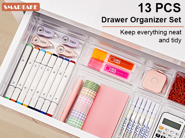 SMARTAKE 13-Piece Drawer Organizer
