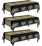 Childom 3 Pack Graduation Tablecloth,Graduation Party Decorations 2026 Black and Gold,54"x108" Di...