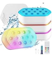 Rechargeable Submersible LED Lights, IP68 Waterproof 16 Colors Magnetic Floating Pool Lights with...