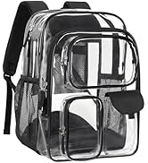 PACKISM Clear Backpack for School - 18 Inch Extra Large Heavy Duty Clear Bookbag for Boys, See Th...