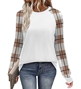 WIHOLL Long Sleeve Shirts for Women Color Block Raglan Tops Casual Crewneck Basic Tees Fall Cloth...