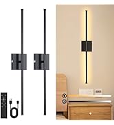 Battery Operated Wall Sconce Set of 2, Wall Sconces 3000K-6000K Dimmable Rechargeable Wall Sconce...