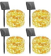 Outdoor Solar String Lights, 4 Pack 33FT 100 LED Solar Powered Fairy Lights with 8 Lighting Modes...