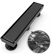 WEBANG 12 Inch Shower Linear Black Drain Rectangular Floor Drain with Accessories Reversible 2-in...