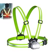 Viccux 500LM High-Vis Running Lights for Runners with Rear Light, Adjustable 45° Beam & 360° Refl...