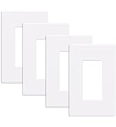 AIDA Screwless Decorator Wall Plates, Mid-Size 1-Gang 4.87" x 3.13", White Outlet Cover Plate, fo...