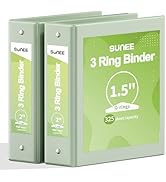 SUNEE 3 Ring Binder 2 Inch 2 Pack, Clear View Three Ring PVC-Free (Fit 8.5x11 Inches) for School ...