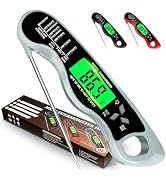 Meat Thermometer Digital,IP67 Waterproof Cooking Thermometer with Backlight, Calibration & Hold F...