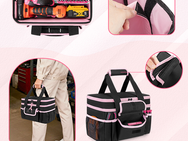 pink tool tote