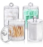 PeakTrend 4 Pack Qtip Holder - Restroom Bathroom Organizers and Storage Containers,- 10 oz Clear ...