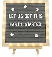 Light up Letter Board with LED Lights - 10in × 10in Felt Changeable Message Board with Frame Lett...