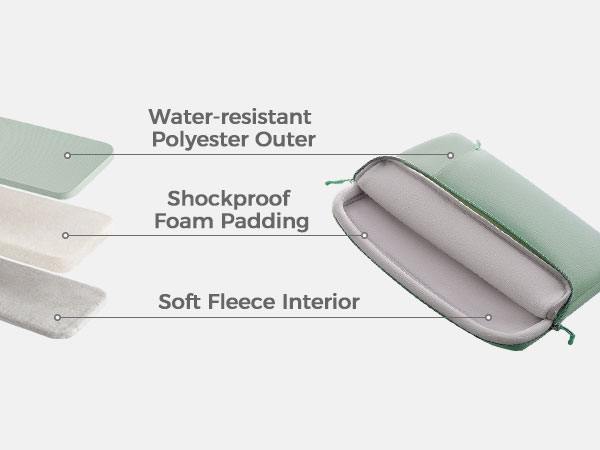 Features a Water-resistant Polyester Outer,Shockproof Foam Padding
