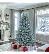 YITAHOME Prelit Blue Spruce Christmas Tree, 6 FT Pre-Lit Artificial Hinged Christmas Tree with 88...