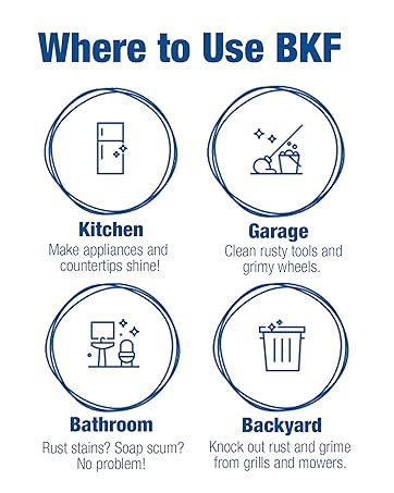 Use in the Kitchen, Garage and Bathroom on rust and grime