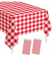 SietDESEO 2 Pack Red Gingham Tablecloth Rectangle 54 x 108 Red and White Checkered Table Cloth Di...