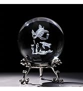 HDCRYSTALGIFTS Crystal Glass Sea Turtle Figurine 60mm(2.3in) 3D Laser Etched Crystal Animal Ornam...