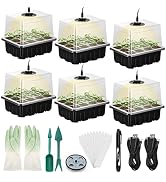Lunies 6 Packs Seed Starter Trays with Grow Light, Seeding Starter Tray with Adjustable Humidity ...