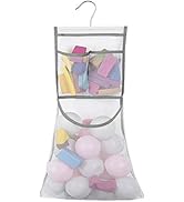 ALYER Hanging Bath Toy Bag,Mesh Nursery Organizer for Clothing Diapers Toys (Gray)