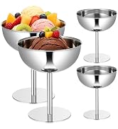 Alipis 4pcs Stainless Steel Dessert Cups 5oz, Footed Ice Cream Bowls And Yogurt Containers, Metal...