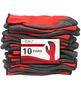 MIG4U Latex Coated Grip Work Gloves for Gardening, Warehouse Package Handling,10 or 20 Pairs Pack