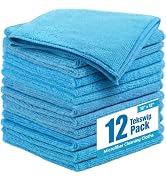 Tekswip Microfiber Cleaning Cloth 12 Pack, 12" x 12", Blue