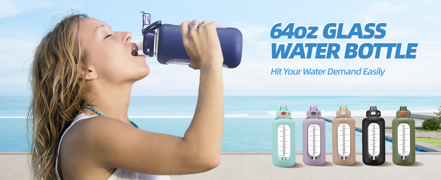glass water bottle 64 oz