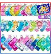 ONKULL Pop Fidget Keychain It Mini Fidget Toys Bulk 30 Pack Party Favors for Kids 4-8,8-12 Year ...