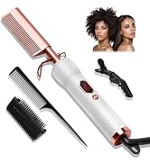 Hot Comb for Wigs Human Hair,Curling Iron with 12 Temp Settings Heating Up to 450°F,Pressing Comb...