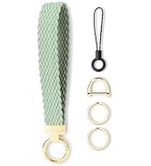 WEESMILE Keychain Wristlet, Stretchy Key Chain for Car Keys with 2 Keyrings and D ring, Cute Wris...