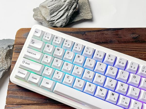 White Keycaps Ceramic Style PC Glossy Jelly Keycap for Mechanical Keyboard