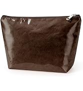 WLLWOO PVC Waterproof Makeup Bag Kraft Paper Cosmetic Bag Travel Toiletry Zipper Pouch Organizer ...