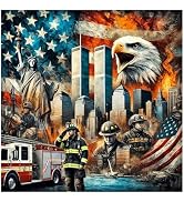 DIADAY Diamond Art Kits for Adults, American Flag Diamond Painting Kit, Firefighters Tribute 5D F...