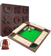 LumWuds Wooden Tic Tac Toe Game Shut The Box Game Wooden Combo, Classic Tabletop Entertainment fo...
