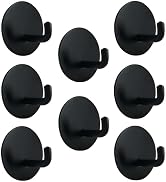 Black Adhesive Hooks - 8 Pack 15LB Heavy Duty Sticky Wall Hooks for Hanging, Waterproof & Oilproo...