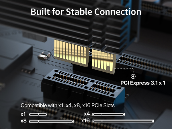 Gold-plated Contactors on Network Card Ensure Stability Supports x1 x4 x8 x16 PCI Express Slots