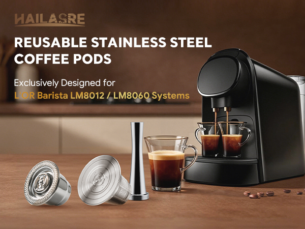 Reusable Stainless Steel Coffee Capsules Compatible with L'OR Barista LM8012 / 60