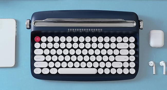 YUNZII ACTTO B303 Wireless Typewriter Keyboard, Retro Bluetooth Aesthetic Keyboard