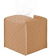 Tissue Box Cover, Leather Tissue Box Holder, Square Tissue Holders for Bathroom, 5"x5"x5" (Desert...