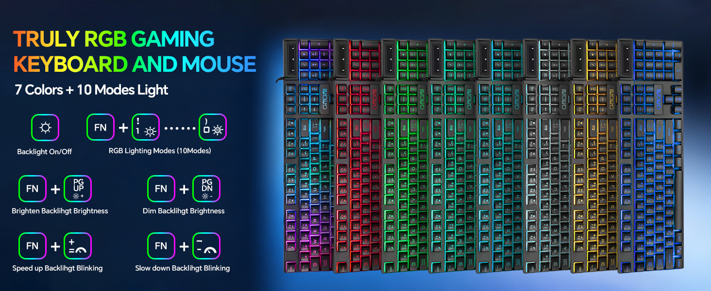 RGB Gaming Keyboard Mouse Mousepad and Headset with mic Combo All in One USB Wired