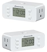 DEWENWILS 7 Day Heavy Duty Timers for Electrical Outlets, Dual Outlet Digital Timer, 3 Prong Prog...