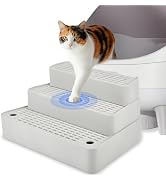 SpaceTime Adjustable Cat Ramp Cat Steps for Litter Box,Detachable Elevated Litter Mat Trapping Li...