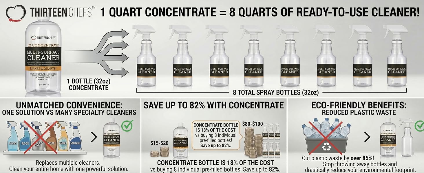 1 Quart Concentrate=8 Quarts of Ready to Use Cleaner