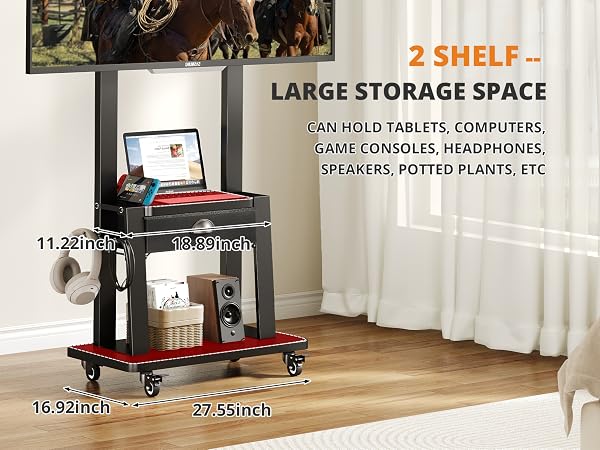 2 shelf larger storage space