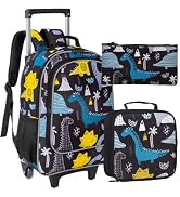 AGSDON 3PCS Rolling Backpack for Girls Boys, Kids Roller Wheels Bookbag, Wheeled School Bag with ...